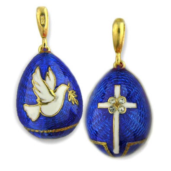 8506-B HOLY SPIRIT/CROSS FABERGE STYLE EGG PENDANT NEW!!